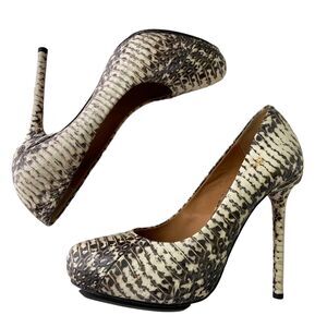 Y2K L.A.M.B Neutral Animal Print Leather Platform High Heel Pump Women Size 7M
